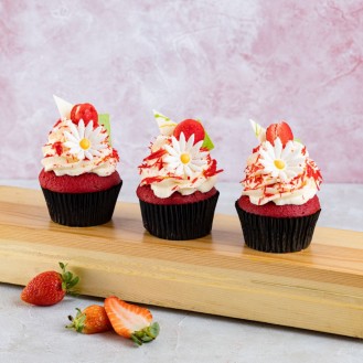 Strawberry red velvet cupcake
